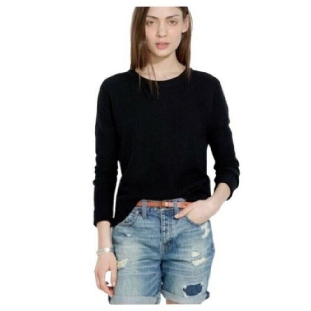 Madewell Women's Chronicle Texture Pullover Sweater in True Black Small‎ $80